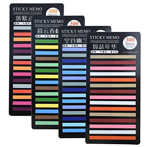 1200 Stück Haftnotizen Tabs Lang, Kleine Textmarkerstreifen Seiten Tabs Index Haftstreifen Pagemarker Highlighter Stripes Seitenmarkierer Transparent Sticky Notes Für Büro Schule Zuhause von QincLing