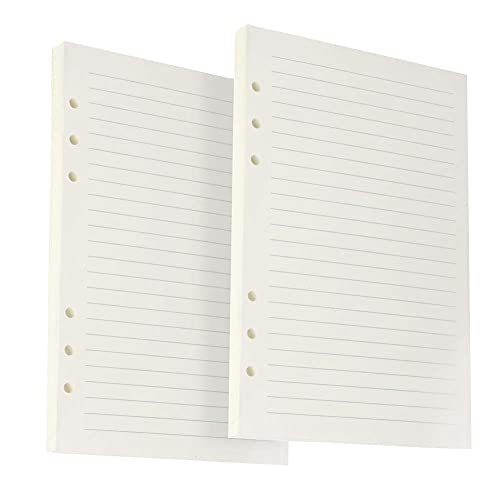 2 Packung A5 Papier Liniert, 6 Löcher Nachfüllpapier Leere Nachfüllseiten Refill Paper Ersatzblätter für Filofax A5, Notizen, DIY, Bullet Journal, Skizze, Malerei, Insgesamt 72 Blätter von QincLing