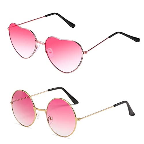 2pcs Herz Sonnenbrille Rund Hippie Gläser Herzchen Sonnenbrille Neon Brille Vintage Brille Retro Partybrillen Rosa Kostüm Accessoires für Karneval Party Foto Requisiten Herren Damen 70er 80er Jahre 2pcs Herz Sonnenbrille Rund Hippie Gläser Herzchen Sonnenbrille Neon Brille Vintage Brille Retro Partybrillen Rosa Kostüm Accessoires für Karneval Party Foto Requisiten Herren Damen 70er 80er Jahre von QincLing