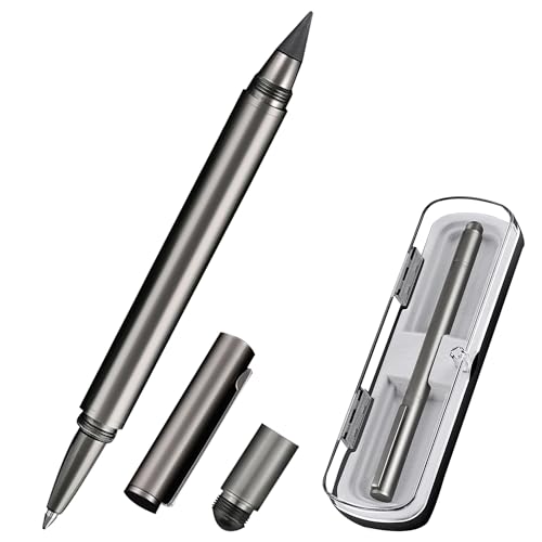 Qingjaen Premium 2-in-1 Kugelschreiber & Dauerschreiber Metall - Edelstahl Schreibgerät mit 0.5mm Kugelkopf & unsterblicher Mine - Für Business, Schule & Zeichnen Qingjaen Premium 2-in-1 Kugelschreiber & Dauerschreiber Metall - Edelstahl Schreibgerät mit 0.5mm Kugelkopf & unsterblicher Mine - Für Business, Schule & Zeichnen von Qingjaen
