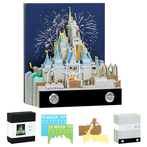 3D Kalender Abreißen 2025, Kreative 3D Tischkalender-Notizblock Papier Schnitzen, Magic Castle Wochenkalender mit Licht, Memo Pad Kalender Dekoration Geschenk für Einweihungsfeier Desktop-Ornament 3D Kalender Abreißen 2025, Kreative 3D Tischkalender-Notizblock Papier Schnitzen, Magic Castle Wochenkalender mit Licht, Memo Pad Kalender Dekoration Geschenk für Einweihungsfeier Desktop-Ornament von Qingning