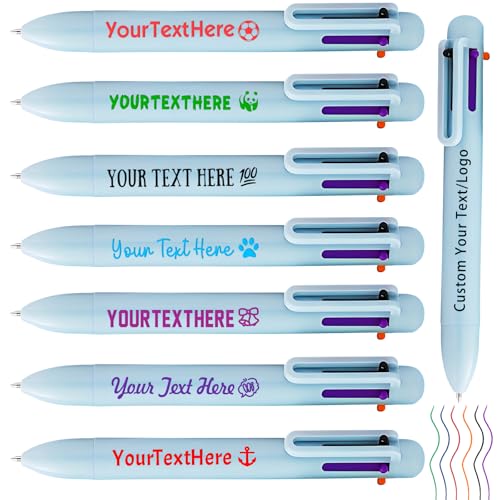 Qingxily 6-in-1 Mehrfarben Kugelschreiber Personalisiert mit Logo Text 6-Farbiger 0,5mm Druckkugelschreiber Großpackung für Geschäfts Büro Schulbedarf Marketing geschenke-Dunkelblau 1 Stück von Qingxily
