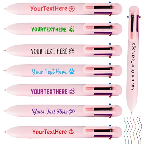 Qingxily 6-in-1 Mehrfarben Kugelschreiber Personalisiert mit Logo Text 6-Farbiger 0,5mm Druckkugelschreiber Großpackung für Geschäfts Büro Schulbedarf Marketing geschenke-Rosa 1400 Stück von Qingxily