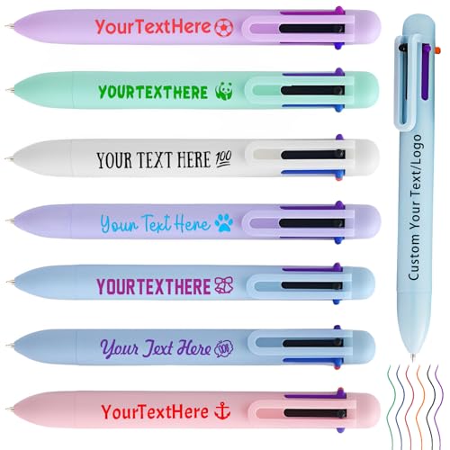 Qingxily 6-in-1 Mehrfarben Kugelschreiber Personalisiert mit Logo Text 6-Farbiger 0,5mm Druckkugelschreiber Großpackung für Geschäfts Büro Schulbedarf Marketing geschenke-Sortiert 350 Stück von Qingxily