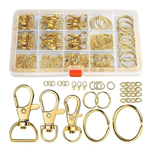 Qinlenyan Schlüsselanhänger-Set, Zinklegierung, Schlüsselring-Schnallen-Set mit Karabinerverschluss, Ringe, DIY-Verlängerungsketten, inklusive Schlüsselanhänger-Clips, Schlüsselband-Karabinerhaken Qinlenyan Schlüsselanhänger-Set, Zinklegierung, Schlüsselring-Schnallen-Set mit Karabinerverschluss, Ringe, DIY-Verlängerungsketten, inklusive Schlüsselanhänger-Clips, Schlüsselband-Karabinerhaken von Qinlenyan