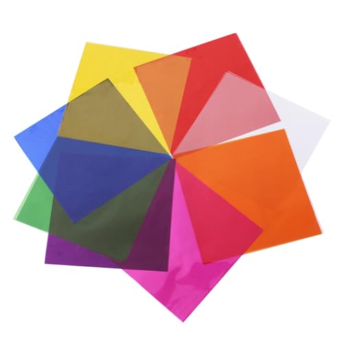 Qinlenyan Zellophanbögen, farbiges Zellophan-Geschenkpapier, transparente Kunststoffbögen für Bastelarbeiten, Geschenkverpackungen, 19 x 19 cm, 80 Stück, 160 Stück von Qinlenyan