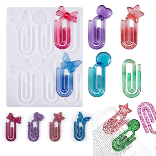 1 Set Büroklammern, Kunstharz, Büroklammern, Epoxid-Silikon, Gießformen, Stern, Herz, Schmetterling, Lesezeichen, Ordner, Form für Papierarbeiten, Büro, Schule und persönlichen Gebrauch 1 Set Büroklammern, Kunstharz, Büroklammern, Epoxid-Silikon, Gießformen, Stern, Herz, Schmetterling, Lesezeichen, Ordner, Form für Papierarbeiten, Büro, Schule und persönlichen Gebrauch von Qinlunuho