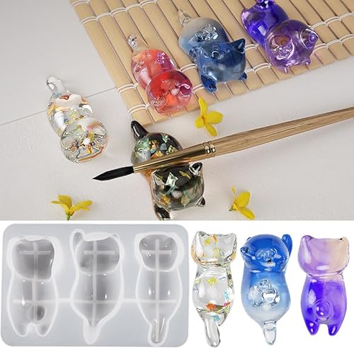 Qinlunuho Katzen-Stifthalter, Silikonharzform, Epoxid-Gussform, Ständer für Aufbewahrung, Stifte, Pinsel, Essstäbchen, Ständer, Schreibtisch, Büro, 3D-DIY, Heimausstellung, Handwerk Qinlunuho Katzen-Stifthalter, Silikonharzform, Epoxid-Gussform, Ständer für Aufbewahrung, Stifte, Pinsel, Essstäbchen, Ständer, Schreibtisch, Büro, 3D-DIY, Heimausstellung, Handwerk von Qinlunuho