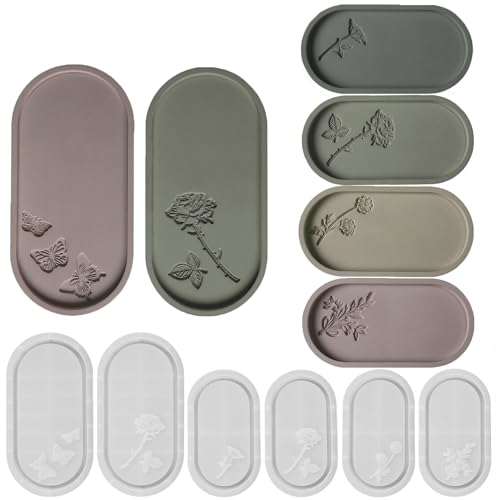 Silikonharz-Form, oval, Blume, Schmetterling, Epoxid-Silikon, Gießform, Gipsform, Beton, Ton, Tablett für Tasse, Obst, Süßigkeiten, Vase, Aufbewahrungshalter, 3D-DIY-Display, Dekoration, Basteln Silikonharz-Form, oval, Blume, Schmetterling, Epoxid-Silikon, Gießform, Gipsform, Beton, Ton, Tablett für Tasse, Obst, Süßigkeiten, Vase, Aufbewahrungshalter, 3D-DIY-Display, Dekoration, Basteln von Qinlunuho