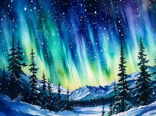 5D Diamond Painting Abstrakt Diamant Painting Bilder Aurora DIY Runden Full Drill Diamant Stickerei Malerei Kits, Mosaikherstellung Basteln Mädchen Geschenk Set für Haus Wanddeko 50x70 cm Q4-1066 von Qinqhuag