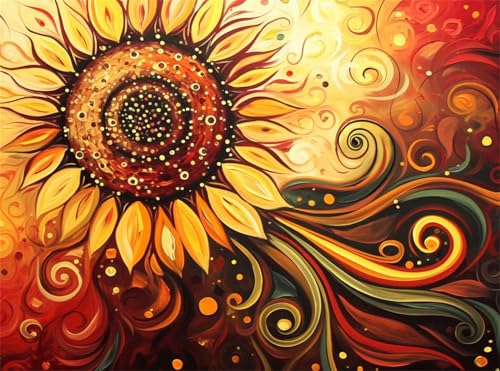 5D Diamond Painting Abstrakt Diamant Painting Bilder Blume DIY Eckige Full Drill Diamant Stickerei Malerei Kits, Mosaikherstellung Basteln Mädchen Geschenk Set für Haus Wanddeko 40x50 cm Q4-1044 von Qinqhuag