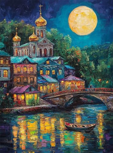 5D Diamond Painting Abstrakt Diamant Painting Bilder Stadt DIY Runden Full Drill Diamant Stickerei Malerei Kits, Mosaikherstellung Basteln Mädchen Geschenk Set für Haus Wanddeko 90x120 cm Q4-986 von Qinqhuag