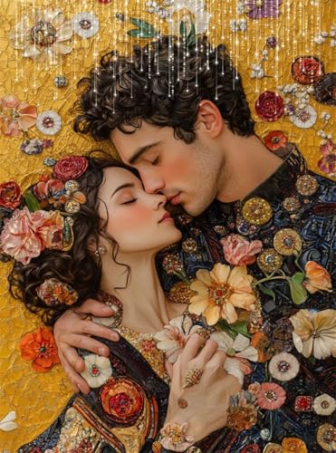 5D Diamond Painting Blume Diamant Painting Bilder Paar DIY Eckige Full Drill Diamant Stickerei Malerei Kits, Mosaikherstellung Basteln Mädchen Geschenk Set für Kinder Haus Wanddeko 50x70 cm Q4-148 von Qinqhuag