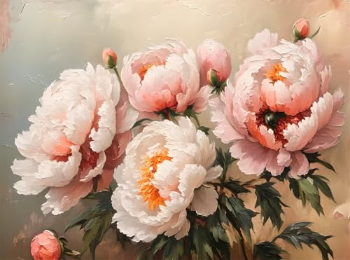 5D Diamond Painting Blume Diamant Painting Bilder Pfingstrose DIY Eckige Full Drill Diamant Stickerei Malerei Kits, Mosaik Basteln Mädchen Geschenk Set für Kinder Haus Wanddeko 40x50 cm Q4-1032 von Qinqhuag