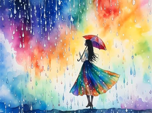 5D Diamond Painting Bunt Diamant Painting Bilder Mädchen DIY Runden Full Drill Diamant Stickerei Malerei Kits, Mosaikherstellung Basteln Mädchen Geschenk Set für Kinder Haus Wanddeko 50x70 cm Q4-1090 von Qinqhuag
