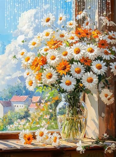 5D Diamond Painting Fensterbank Diamant Painting Bilder Blume DIY Eckige Full Drill Diamant Stickerei Malerei Kits, Mosaikherstellung Basteln Mädchen Geschenk Set für Haus Wanddeko 50x70 cm Q4-76 5D Diamond Painting Fensterbank Diamant Painting Bilder Blume DIY Eckige Full Drill Diamant Stickerei Malerei Kits, Mosaikherstellung Basteln Mädchen Geschenk Set für Haus Wanddeko 50x70 cm Q4-76 von Qinqhuag