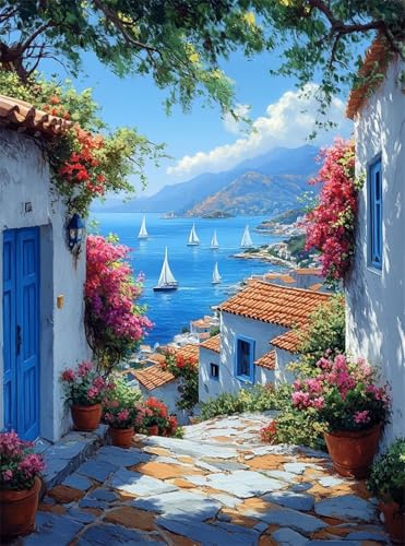 5D Diamond Painting Häuser Diamant Painting Bilder Landschaft DIY Eckige Full Drill Diamant Stickerei Malerei Kits, Mosaikherstellung Basteln Mädchen Geschenk Set für Haus Wanddeko 20x30 cm Q4-960 von Qinqhuag