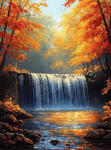 5D Diamond Painting Herbst Diamant Painting Bilder Fallen DIY Eckige Full Drill Diamant Stickerei Malerei Kits, Mosaikherstellung Basteln Mädchen Geschenk Set für Kinder Haus Wanddeko 30x40 cm Q4-964 von Qinqhuag