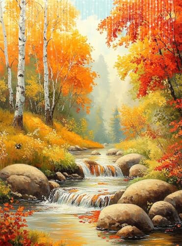 5D Diamond Painting Herbst Diamant Painting Bilder Landschaft DIY Eckige Full Drill Diamant Stickerei Malerei Kits, Mosaikherstellung Basteln Mädchen Geschenk Set für Haus Wanddeko 50x70 cm Q4-168 5D Diamond Painting Herbst Diamant Painting Bilder Landschaft DIY Eckige Full Drill Diamant Stickerei Malerei Kits, Mosaikherstellung Basteln Mädchen Geschenk Set für Haus Wanddeko 50x70 cm Q4-168 von Qinqhuag