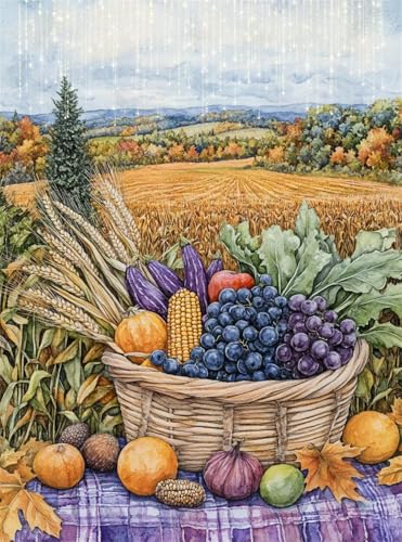 5D Diamond Painting Ländlich Diamant Painting Bilder Landschaft DIY Eckige Full Drill Diamant Stickerei Malerei Kits, Mosaik Basteln Mädchen Geschenk Set für Kinder Haus Wanddeko 50x70 cm Q4-160 von Qinqhuag