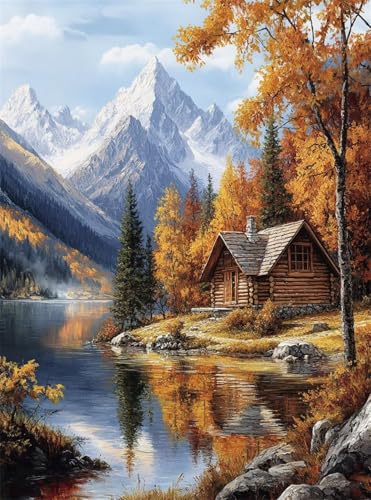 5D Diamond Painting Landschaft Diamant Painting Bilder Baum DIY Eckige Full Drill Diamant Stickerei Malerei Kits, Mosaikherstellung Basteln Mädchen Geschenk Set für Haus Wanddeko 30x40 cm Q4-968 von Qinqhuag