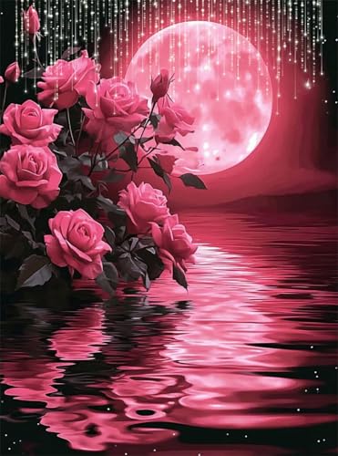5D Diamond Painting Mond Diamant Painting Bilder Rose DIY Eckige Full Drill Diamant Stickerei Malerei Kits, Mosaikherstellung Basteln Mädchen Geschenk Set für Kinder Haus Wanddeko 50x70 cm Q4-156 5D Diamond Painting Mond Diamant Painting Bilder Rose DIY Eckige Full Drill Diamant Stickerei Malerei Kits, Mosaikherstellung Basteln Mädchen Geschenk Set für Kinder Haus Wanddeko 50x70 cm Q4-156 von Qinqhuag