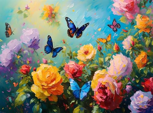 5D Diamond Painting Rose Diamant Painting Bilder Bunt DIY Eckige Full Drill Diamant Stickerei Malerei Kits, Mosaikherstellung Basteln Mädchen Geschenk Set für Kinder Haus Wanddeko 60x80 cm Q4-1100 von Qinqhuag