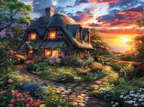 5D Diamond Painting Sonnenuntergang Diamant Painting Bilder Kabine DIY Eckige Full Drill Diamant Stickerei Malerei Kits, Mosaik Basteln Mädchen Geschenk Set für Kinder Haus Wanddeko 60x80 cm Q4-1036 von Qinqhuag