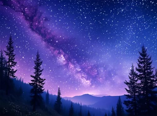 5D Diamond Painting Sternenhimmel Diamant Painting Bilder Baum DIY Runden Full Drill Diamant Stickerei Malerei Kits, Mosaik Basteln Mädchen Geschenk Set für Kinder Haus Wanddeko 50x70 cm Q4-1026 von Qinqhuag