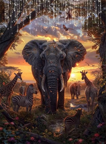 5D Diamond Painting Tier Diamant Painting Bilder Elefant DIY Runden Full Drill Diamant Stickerei Malerei Kits, Mosaikherstellung Basteln Mädchen Geschenk Set für Kinder Haus Wanddeko 50x70 cm Q4-46 5D Diamond Painting Tier Diamant Painting Bilder Elefant DIY Runden Full Drill Diamant Stickerei Malerei Kits, Mosaikherstellung Basteln Mädchen Geschenk Set für Kinder Haus Wanddeko 50x70 cm Q4-46 von Qinqhuag