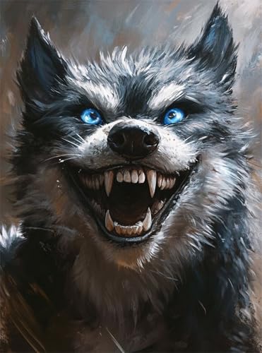5D Diamond Painting Wolf Diamant Painting Bilder Hund DIY Eckige Full Drill Diamant Stickerei Malerei Kits, Mosaikherstellung Basteln Mädchen Geschenk Set für Kinder Haus Wanddeko 20x30 cm Q4-992 von Qinqhuag