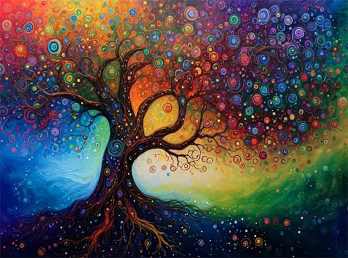 Diamond Painting Erwachsene, Diamant Painting Bilder Abstrakt 5D Diamond-Painting Baum DlY Vollbohrer Diamant Kunst Malerei Stickerei Bastelset Erwachsene Set, für Wohnzimmer Wanddeko 40x50 cm Q4-1095 von Qinqhuag