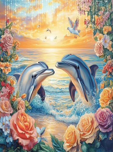 Diamond Painting Erwachsene, Diamant Painting Bilder Blume 5D Diamond-Painting Delphin DlY Vollbohrer Diamant Kunst Malerei Stickerei Bastelset Erwachsene, für Wohnzimmer Home Wanddeko 50x70 cm Q4-75 Diamond Painting Erwachsene, Diamant Painting Bilder Blume 5D Diamond-Painting Delphin DlY Vollbohrer Diamant Kunst Malerei Stickerei Bastelset Erwachsene, für Wohnzimmer Home Wanddeko 50x70 cm Q4-75 von Qinqhuag