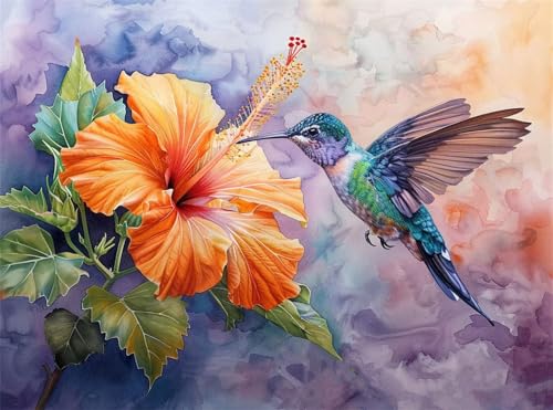Diamond Painting Erwachsene, Diamant Painting Bilder Blume 5D Diamond-Painting Kolibri DlY Vollbohrer Diamant Kunst Malerei Stickerei Bastelset Erwachsene Set, für Wohnzimmer Wanddeko 40x50 cm Q4-1013 von Qinqhuag