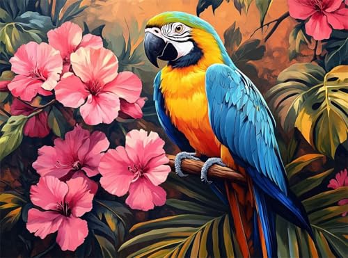 Diamond Painting Erwachsene, Diamant Painting Bilder Blume 5D Diamond-Painting Papagei DlY Vollbohrer Diamant Kunst Malerei Stickerei Bastelset Erwachsene Set, für Wohnzimmer Wanddeko 50x70 cm Q4-1061 von Qinqhuag