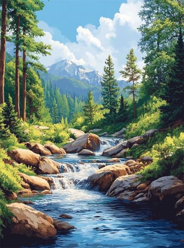 Diamond Painting Erwachsene, Diamant Painting Bilder Dschungel 5D Diamond-Painting Fluss DlY Vollbohrer Diamant Kunst Malerei Stickerei Bastelset Erwachsene, für Wohnzimmer Wanddeko 30x40 cm Q4-977 von Qinqhuag