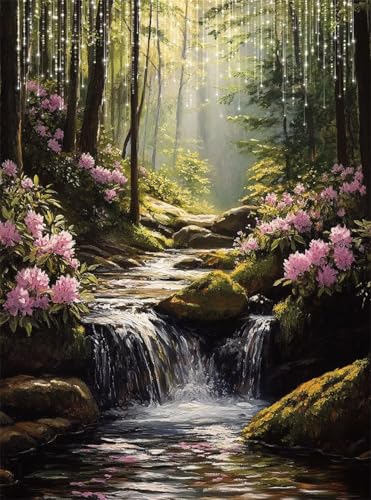 Diamond Painting Erwachsene, Diamant Painting Bilder Dschungel 5D Diamond-Painting Fluss DlY Vollbohrer Diamant Kunst Malerei Stickerei Bastelset Erwachsene, für Wohnzimmer Wanddeko 50x70 cm Q4-117 von Qinqhuag