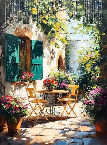 Diamond Painting Erwachsene, Diamant Painting Bilder Garten 5D Diamond-Painting Fenster DlY Vollbohrer Diamant Kunst Malerei Stickerei Bastelset Erwachsene Set, für Wohnzimmer Wanddeko 50x70 cm Q4-199 von Qinqhuag