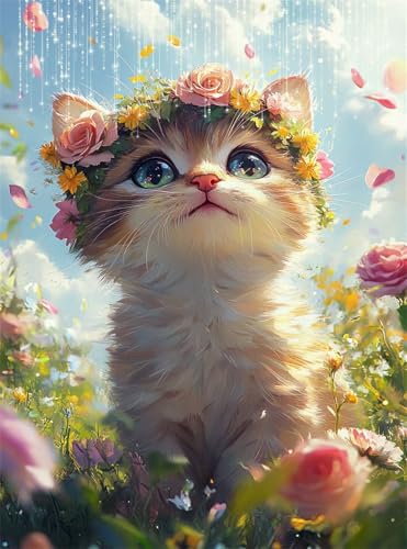 Diamond Painting Erwachsene, Diamant Painting Bilder Katze 5D Diamond-Painting Tier DlY Vollbohrer Diamant Kunst Malerei Stickerei Bastelset Erwachsene Set, für Wohnzimmer Home Wanddeko 50x70 cm Q4-99 Diamond Painting Erwachsene, Diamant Painting Bilder Katze 5D Diamond-Painting Tier DlY Vollbohrer Diamant Kunst Malerei Stickerei Bastelset Erwachsene Set, für Wohnzimmer Home Wanddeko 50x70 cm Q4-99 von Qinqhuag