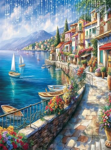 Diamond Painting Erwachsene, Diamant Painting Bilder Küsten 5D Diamond-Painting Kleine Stadt DlY Vollbohrer Diamant Kunst Malerei Stickerei Bastelset Erwachsene, für Wohnzimmer Wanddeko 50x70 cm Q4-51 Diamond Painting Erwachsene, Diamant Painting Bilder Küsten 5D Diamond-Painting Kleine Stadt DlY Vollbohrer Diamant Kunst Malerei Stickerei Bastelset Erwachsene, für Wohnzimmer Wanddeko 50x70 cm Q4-51 von Qinqhuag
