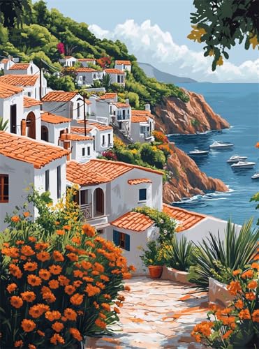 Diamond Painting Erwachsene, Diamant Painting Bilder Landschaft 5D Diamond-Painting Küsten DlY Vollbohrer Diamant Kunst Malerei Stickerei Bastelset Erwachsene, für Wohnzimmer Wanddeko 50x70 cm Q4-989 von Qinqhuag