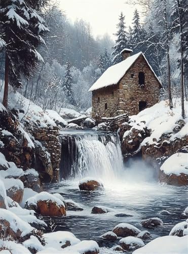 Diamond Painting Erwachsene, Diamant Painting Bilder Landschaft 5D Diamond-Painting Winter DlY Vollbohrer Diamant Kunst Malerei Stickerei Bastelset Erwachsene, für Wohnzimmer Wanddeko 30x40 cm Q4-981 von Qinqhuag