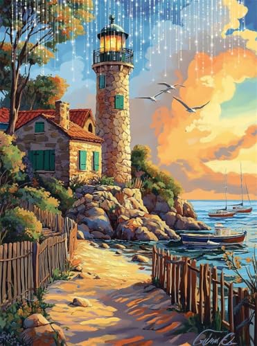 Diamond Painting Erwachsene, Diamant Painting Bilder Leuchtturm 5D Diamond-Painting Meer DlY Vollbohrer Diamant Kunst Malerei Stickerei Bastelset Erwachsene, für Wohnzimmer Wanddeko 50x70 cm Q4-121 Diamond Painting Erwachsene, Diamant Painting Bilder Leuchtturm 5D Diamond-Painting Meer DlY Vollbohrer Diamant Kunst Malerei Stickerei Bastelset Erwachsene, für Wohnzimmer Wanddeko 50x70 cm Q4-121 von Qinqhuag