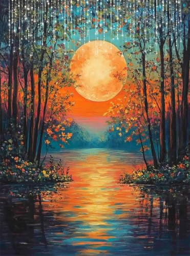 Diamond Painting Erwachsene, Diamant Painting Bilder Mond 5D Diamond-Painting See DlY Vollbohrer Diamant Kunst Malerei Stickerei Bastelset Erwachsene Set, für Wohnzimmer Home Wanddeko 50x70 cm Q4-113 Diamond Painting Erwachsene, Diamant Painting Bilder Mond 5D Diamond-Painting See DlY Vollbohrer Diamant Kunst Malerei Stickerei Bastelset Erwachsene Set, für Wohnzimmer Home Wanddeko 50x70 cm Q4-113 von Qinqhuag