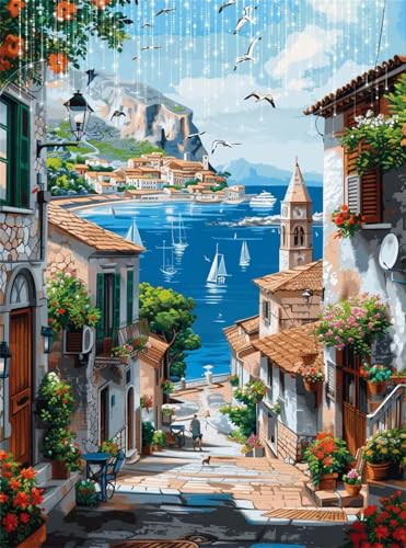 Diamond Painting Erwachsene, Diamant Painting Bilder Stadt 5D Diamond-Painting Meer DlY Vollbohrer Diamant Kunst Malerei Stickerei Bastelset Erwachsene Set, für Wohnzimmer Home Wanddeko 50x70 cm Q4-45 Diamond Painting Erwachsene, Diamant Painting Bilder Stadt 5D Diamond-Painting Meer DlY Vollbohrer Diamant Kunst Malerei Stickerei Bastelset Erwachsene Set, für Wohnzimmer Home Wanddeko 50x70 cm Q4-45 von Qinqhuag