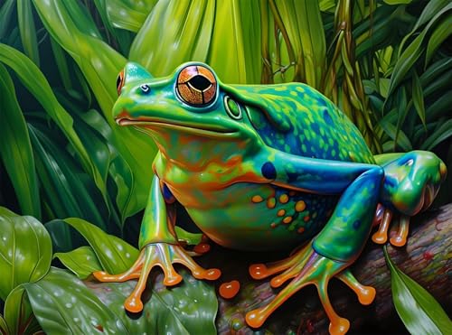 Diamond Painting Erwachsene, Diamant Painting Bilder Tier 5D Diamond-Painting Frosch DlY Vollbohrer Diamant Kunst Malerei Stickerei Bastelset Erwachsene, für Wohnzimmer Home Wanddeko 60x80 cm Q4-1005 von Qinqhuag