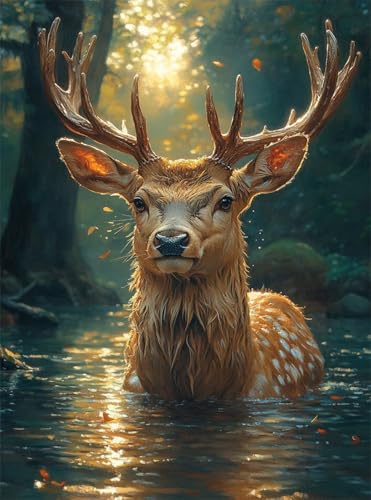 Diamond Painting Erwachsene, Diamant Painting Bilder Tier 5D Diamond-Painting Reh DlY Vollbohrer Diamant Kunst Malerei Stickerei Bastelset Erwachsene Set, für Wohnzimmer Home Wanddeko 40x50 cm Q4-959 von Qinqhuag