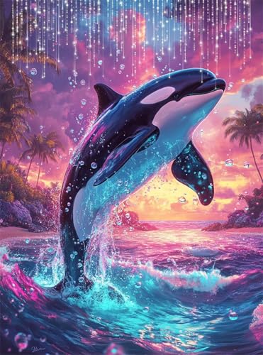 Diamond Painting Erwachsene, Diamant Painting Bilder Tier 5D Diamond-Painting Wal DlY Vollbohrer Diamant Kunst Malerei Stickerei Bastelset Erwachsene Set, für Wohnzimmer Home Wanddeko 50x70 cm Q4-79 von Qinqhuag