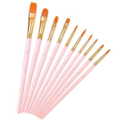Paint Brushes Nylon,10 Pack Künstler Pinsel mit schrägen Kopf Malerei Pinsel Set für Aquarell Öl Acryl Handwerk Gesicht Malerei Rosa Paint Brushes Nylon,10 Pack Künstler Pinsel mit schrägen Kopf Malerei Pinsel Set für Aquarell Öl Acryl Handwerk Gesicht Malerei Rosa von Qinsky