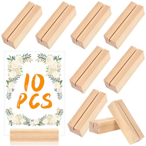 10 Stück Kartenhalter Holz,Fotokartenhalter aus Holz für Hochzeiten, Tischnummernhalter aus Buche,Holzkartenhalter für Hochzeiten, Bankette, Parteien und Restaurant von Qintora